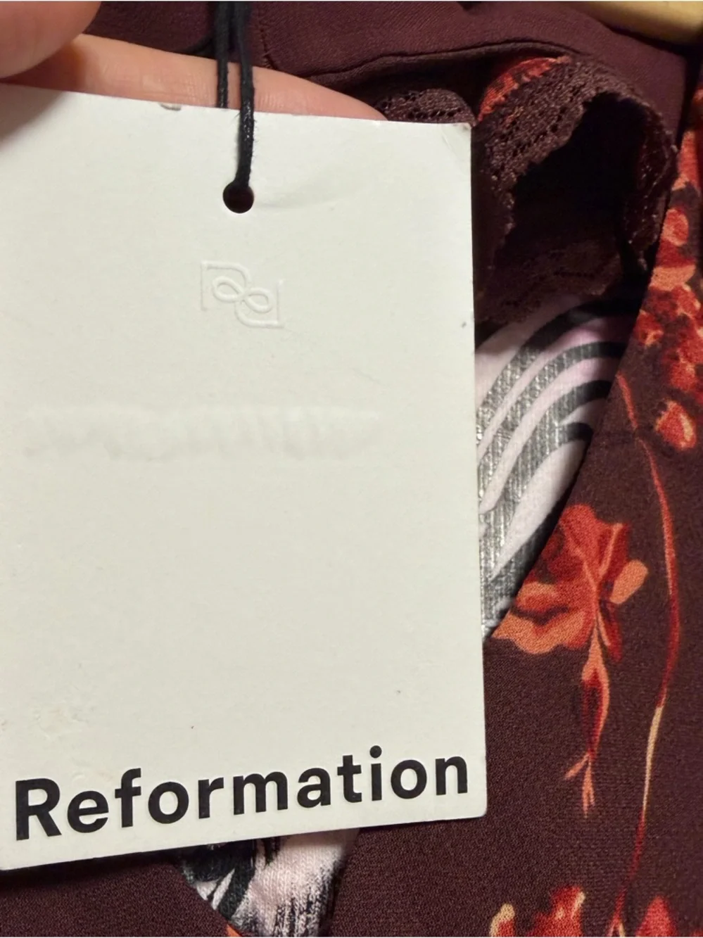 Reformation Evra Floral  Midi Dress Brown Open Back Puff Sleeve Size 8 - Picture 5 of 7